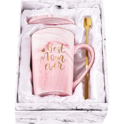 Gifts for Mom - Best Mom Ever Coffee Mug, Best Mom Gifts for Mothers Day, Birthday Gifts, Mother'S Day Gifts, Christmas Gifts,  14 Fl Oz Pink Marble Coffee Mugs Ceramic Mug Tea Cup